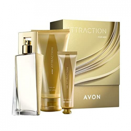 Cutii cadou femei - Cutie cadou Avon Attraction pentru Ea (parfum 50 ml,lotiune 150,crema maini 30 ml)