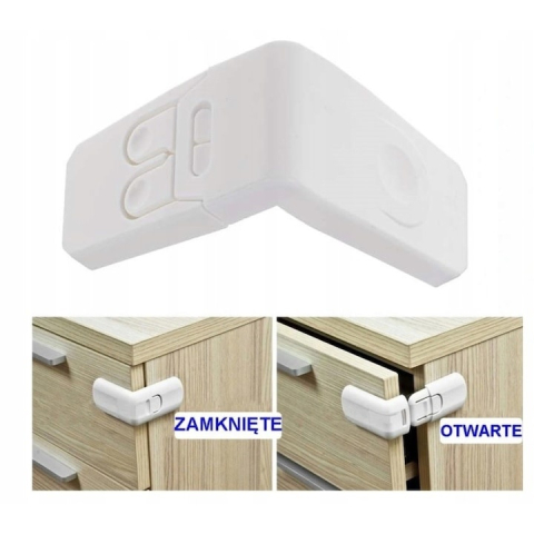 Siguranta pentru copii, sistem blocare unghiular, adeziv, pentru sertare si dulapuri, din plastic, alb, 7x7x4 cm [3]