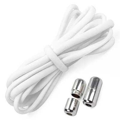 CASA & GRADINA - Sireturi albe 100 cm, elastice si ajustabile fara nod, sistem de inchidere cu clema metalica, pentru incaltare usoara, pantofi sport, casual, sneakers, copii si adulti