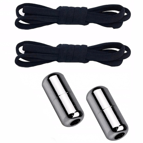 Accesorii incaltaminte - Sireturi elastice fara legare, cu inchidere magnetica, lungime 100 cm, universale pentru orice tip de incaltaminte, confortabile, usor de utilizat, materiale premium, negru