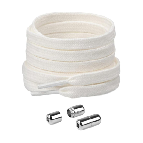 CASA & GRADINA - Sireturi fara legare, elastice, universale, inchidere cu capsule metalice, alb