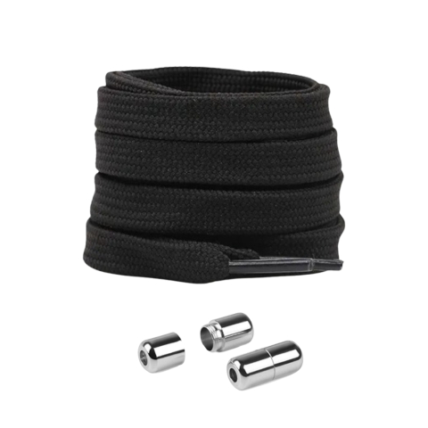 CASA & GRADINA - Sireturi fara legare, elastice, universale, inchidere cu capsule metalice, negru