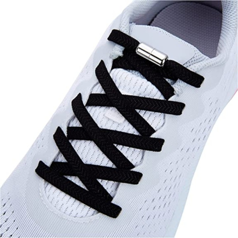 Sireturi fara legare, elastice, universale, inchidere cu capsule metalice, negru [3]