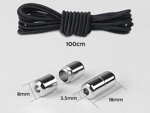 Sireturi fara legare flexibile cu clipsuri metalice, reglabile, lungime 100 cm, negru [3]