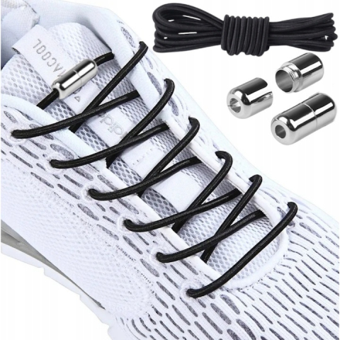 Diverse Accesorii - Sireturi fara legare flexibile cu clipsuri metalice, reglabile, lungime 100 cm, negru