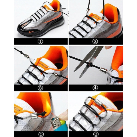 Sireturi fara legare flexibile cu clipsuri metalice, reglabile, lungime 100 cm, negru [7]