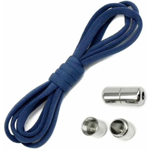 Accesorii incaltaminte - Sireturi flexibile, din plastic si metal, fara legare, prinderi metalice la capete, 100 cm, albastru