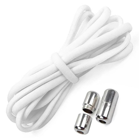 Sireturi flexibile fara legare, lungime 100 cm, cu clema metalica, usor de ajustat, ideale pentru incaltamintea copiilor si adultilor, albe