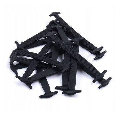 Sireturi negre din silicon, 16 bucati, elastice fara nod si legare, sistem no-tie pentru incaltare rapida, fixare confortabila, pantofi sport, casual si sneakers [4]