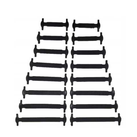 CASA & GRADINA - Sireturi negre din silicon, 16 bucati, elastice fara nod si legare, sistem no-tie pentru incaltare rapida, fixare confortabila, pantofi sport, casual si sneakers