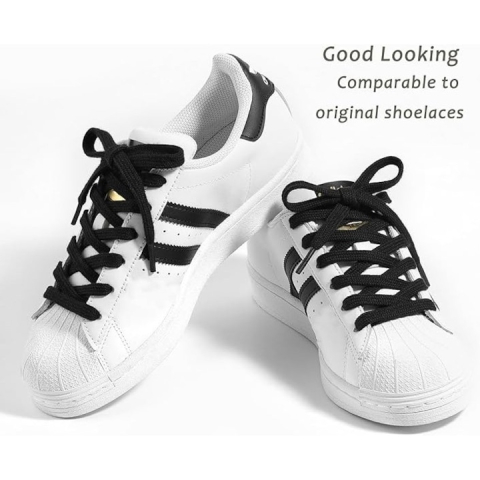 Sireturi plate negre din bumbac pentru pantofi sport, hanorace si pantaloni trening, cu capete pentru fixare, 130 cm, 1 pereche 2 buc [1]