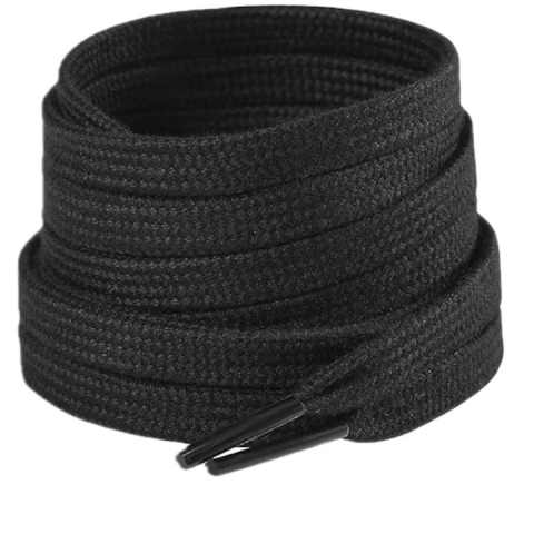 CASA & GRADINA - Sireturi plate negre din bumbac pentru pantofi sport, hanorace si pantaloni trening, cu capete pentru fixare, 130 cm, 1 pereche 2 buc