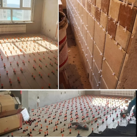 Sistem de nivelare pentru placi ceramice, set complet 152 piese, tije refolosibile, distante 1–3 mm, 2 chei incluse, ideal pentru gresie, faianta si piatra naturala [2]