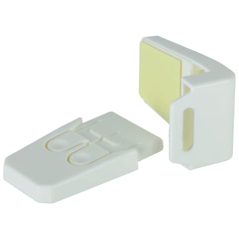 Diverse uz casnic - Sistem de siguranta pentru copii, blocare sertare, plastic, cu banda adeziva, 7 x 7 x 4 cm, alb