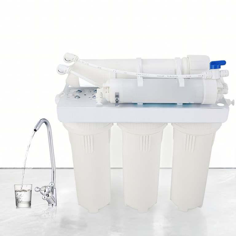 Sistem filtrare apa alb 36.5 x 38 cm, cu osmoza inversa, 3 carcase filtrante, membrana RO, robinet separat, pentru montaj sub chiuveta [4]
