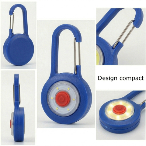 Sistem iluminare LED portabil cu agatatoare tip carabiniera, lumina alba, 3 functii, albastru 8x4 cm [4]