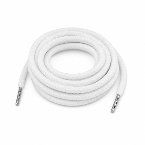 CASA & GRADINA - Snur alb rotund pentru hanorac si pantaloni sport cu capete metalice, siret textil din bumbac pentru gluga, jachete si incaltaminte, 130 cm