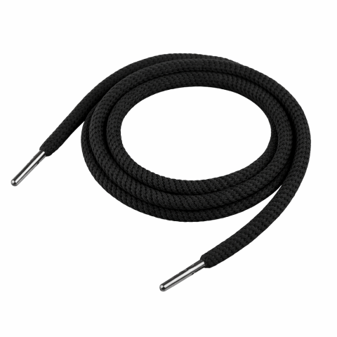CASA & GRADINA - Snur textil negru pentru hanorac si pantaloni trening, siret rotund din bumbac cu terminatii metalice pentru gluga, jachete si incaltaminte, 130 cm