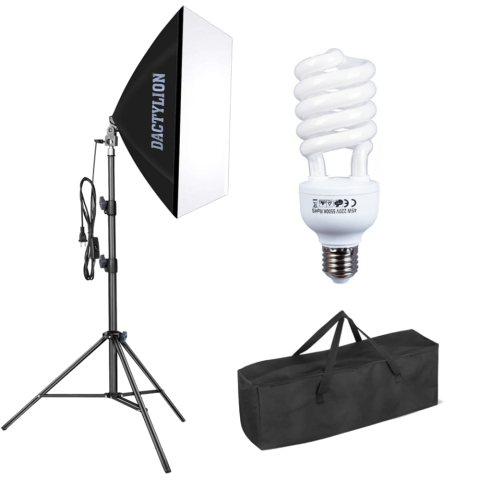 ECHIPAMENTE FOTO - Softbox, Bec fluorescent 145w spiralat, trepied 200cm reglabil, geanta de transport