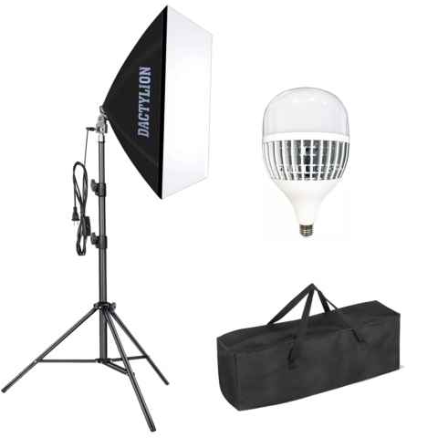 ECHIPAMENTE FOTO - Softbox cu bec LED E27 6400K Cool White, trepied reglabil 200cm si geanta transport