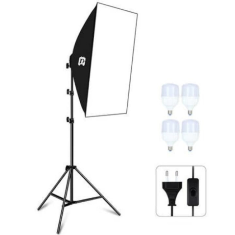 Softbox cu soclu de 4 becuri, trepied reglabil 200 cm, 4 becuri LED de 20W [2]