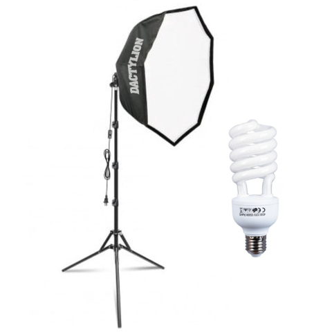 ECHIPAMENTE FOTO - Softbox Parabolic cu bec fluorescent spiralat 145W si stand ajustabil, iluminare profesionala pentru studio foto si video