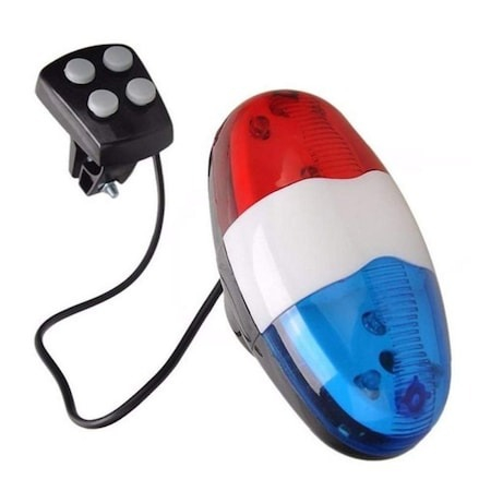 Faruri LED - Sonerie tip sirena politie pentru bicicleta, fixare pe ghidon