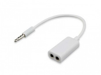Accesorii telefon - Splitter adaptor audio, jack 3.5 mm la 2 x jack 3.5 mm mama, alb