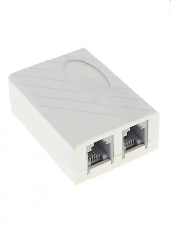 Splitter adaptor pentru cablu telefon, mufa RJ11, o intrare si 2 iesiri - Alb - Dactylion [2]