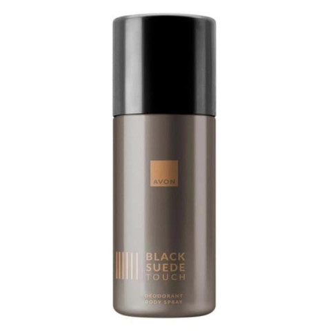 ÎNGRIJIRE PERSONALĂ - Spray antiperspirant barbati negru, 150 ml, Avon Black Suede Touch, deodorant parfumat 24 h, note citrice, ienupar, chiparos si mosc