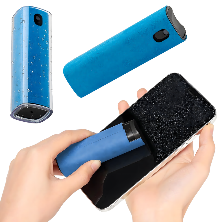 Spray de curatare pentru ecrane, albastru, 9 x 2.5 cm, cu laveta din microfibra incorporata, pentru telefon, laptop, tableta si monitor [9]