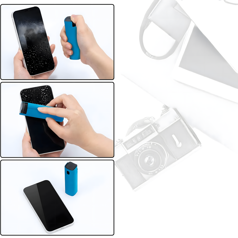 Spray de curatare pentru ecrane, albastru, 9 x 2.5 cm, cu laveta din microfibra incorporata, pentru telefon, laptop, tableta si monitor [4]