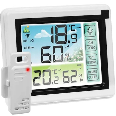 Termometre - Statia meteo,touch-screen si emitator,masurare temperatura interioara si umiditate - Alb