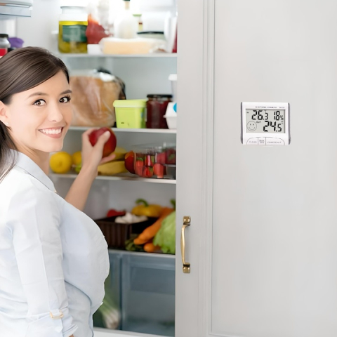 Statie meteo digitala cu ecran LCD – termometru si higrometru precis, montare magnetica, design compact, alb [8]