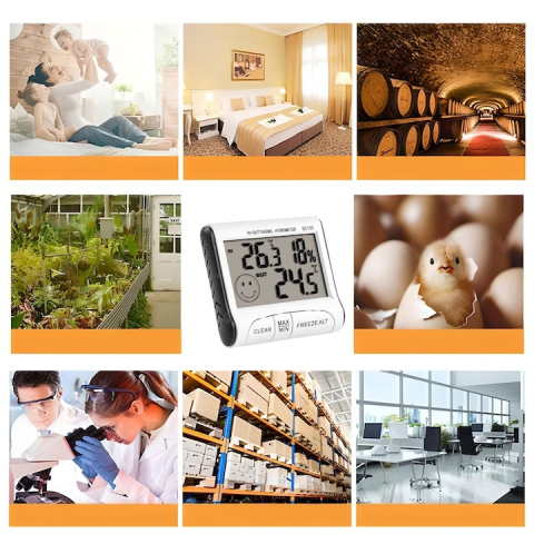 Statie meteo digitala cu ecran LCD – termometru si higrometru precis, montare magnetica, design compact, alb [11]