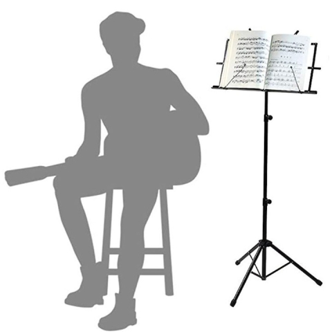 Stativ pentru partituri, pliabil, utilizare pe podea/masa, reglabil, fier/ABS, 46-112 cm, negru [5]