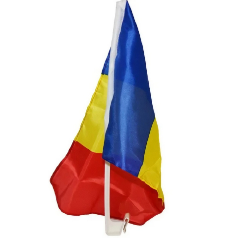 Steag auto Romania albastru galben rosu 45 x 30 cm, tricolor cu suport pentru geam [1]