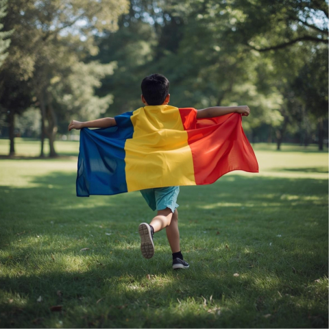 Steag tricolor Romania, dimensiune 30 x 45 cm, prevazut cu sistem de prindere [2]