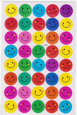 JOCURI ȘI JUCĂRII - Stickere autocolante multicolor 2.8 cm diametru, set 160 buc, rotunde cu fete zambitoare, pentru scrapbooking, cadouri, etichete si proiecte DIY