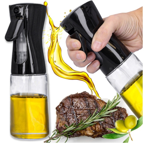 Sticla cu pulverizator pentru ulei, otet, lichide, universal, capacitate 200 ml, 20.5 x 6 cm, negru [9]
