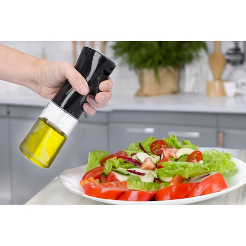 Sticla cu pulverizator pentru ulei, otet, lichide, universal, capacitate 200 ml, 20.5 x 6 cm, negru [8]