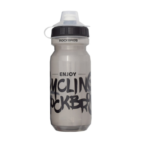 Accesorii ciclism - Sticla de apa pentru bicicleta, 600 ml, 20 cm, compatibila cu suporturi de dimensiune standard, gri