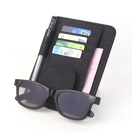 Alte gadgeturi auto - Portofel suport auto cu 5 buzunare pentru parasolar - Negru