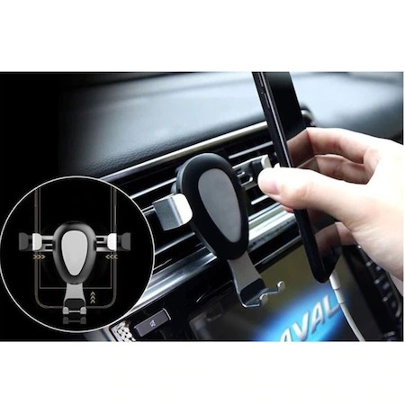 Suport telefon auto fixare pe grila de ventilatie,inchidere automata in 3 puncte - Negru/Gri [1]