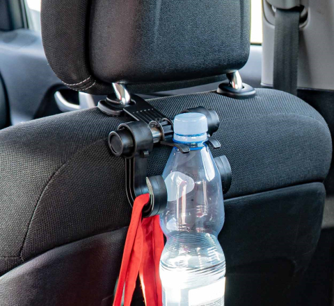 Suport auto negru multifunctional pentru tetiera, cu 2 carlige [1]