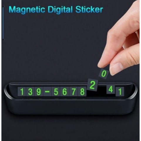 Suport auto numar telefon pentru parcare temporara retractabil magnetic negru 13 x 3.5 x 2.6 cm [3]