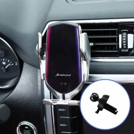 Suport auto telefon cu incarcate rapida wireless, fixare pe grila de ventilatie - Argintiu [6]