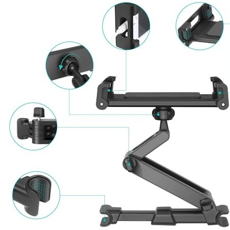 Suport auto telefon pentru tetiera cu brat extensibil - Rosu/Negru [5]