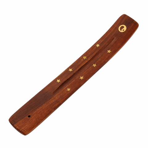 Suport betisoare parfumate lemn maro 26 cm tava ardere betisor aromaterapie colectare cenusa design clasic [5]