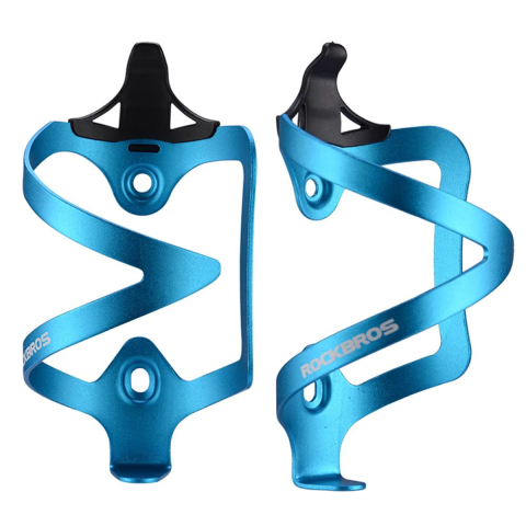 Suport bidon bicicleta albastru RockBros, aluminiu, prindere cu 2 suruburi, suport pentru sticla de apa, MTB, cursiera si bicicleta electrica [4]